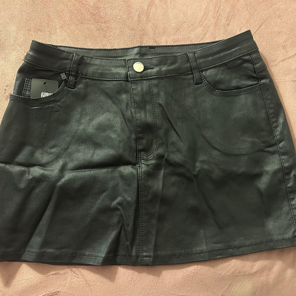 Leather mini skirt